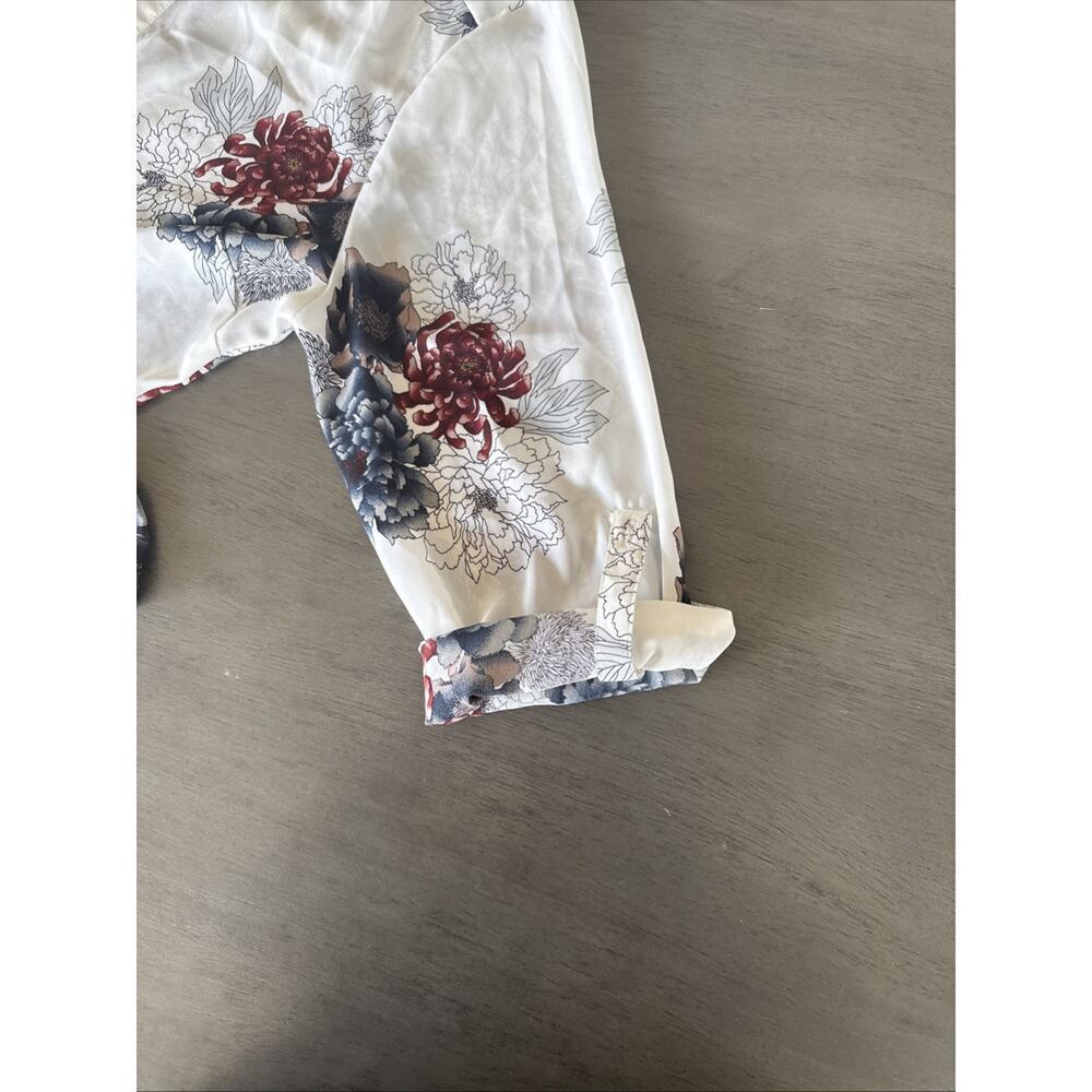 Daniel Rainn Womens Red and Blue Floral 3/4 Sleeve Relaxed Bohemian Blouse Sz L - Picture 11 of 12